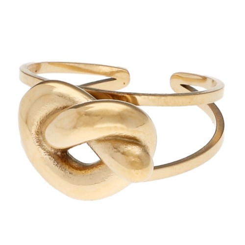 Anillo con lazo ajustable 11 x 14 mm - Tallas 51 a 56 - Acero inoxidable 304 Dorado x1