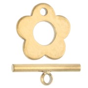Cierre en forma de T con flor de 8 mm - Acero inoxidable 304 dorado x1