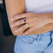 Anillo ajustable con forma de flor de 18 mm - Tallas 50 a 58 - Acero inoxidable 316 x1