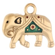 Dije de elefante de 15 x 18 mm con resina epoxi - Acero inoxidable 316 Dorado - Verde x1|raw }}