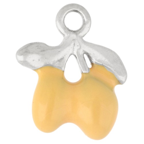 Dije de limones, 13 x 11 mm, resina epoxi - Acero inoxidable 316 - Amarillo x1