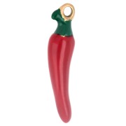 Colgante de guindilla de 21 x 5 mm con resina epoxi - Acero inoxidable 316 Dorado - Rojo x1
