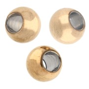 Cuentas redondas aplanadas de 4x3 mm - Acero inoxidable 316F Dorado x100