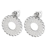 Pendientes de botón redondos con varios orificios, 14 mm - aro abierto - acero inoxidable 316L x2|raw }}