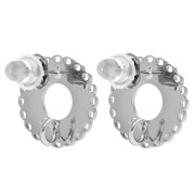 Pendientes de botón redondos con varios orificios, 14 mm - aro abierto - acero inoxidable 316L x2