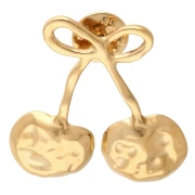 Broche tipo pin con forma de cerezas y acabado martillado, 38 x 37 mm - Acero inoxidable 304 Dorado x1
