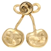 Broche tipo pin con forma de cerezas y acabado martillado, 38 x 37 mm - Acero inoxidable 304 Dorado x1