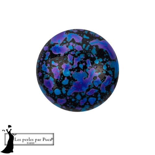Cabujón redondo de cristal de Puca® de 14 mm - Enamel Blue x1