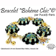 Cabujón redondo de cristal de Puca® de 14 mm - Enamel Blue x1
