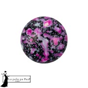 Cabujón redondo de cristal de Puca® de 14 mm - Enamel Pink x1