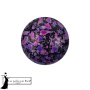 Cabujón redondo de cristal de Puca® de 14 mm - Esmalte morado y rosa x1