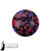 Cabujón redondo de cristal de Puca® de 14 mm - Esmalte morado y rojo x1