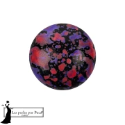 Cabujón redondo de cristal de Puca® de 14 mm - Esmalte morado y rojo x1