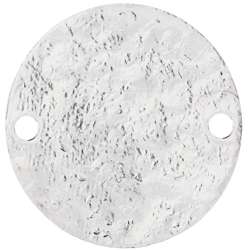Entrepieza redonda de 15 mm con efecto martillado - Chapado en plata fina x1