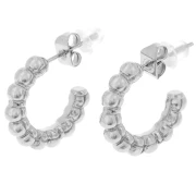 Regalo - Pendientes de aro redondos con cuenta del hilo - 16 mm - Acero inoxidable 316L x2