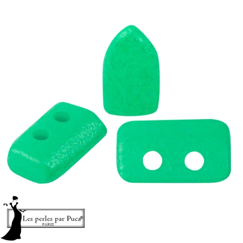 Cuentas de cristal Piros® de Puca® 2x5 mm - Verde oscuro neón x10 g