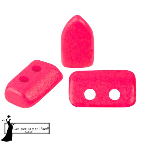 Cuentas de cristal Piros® de Puca® 2x5 mm - Rosa neón x10 g