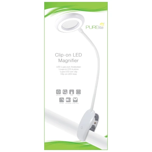 Lámpara con lupa LED recargable con pinza PURElite x1