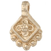 Colgante étnico en forma de rombo de 21 x 14 mm con bolitas - Dorado claro x1