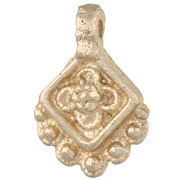 Colgante étnico en forma de rombo de 21 x 14 mm con bolitas - Dorado claro x1