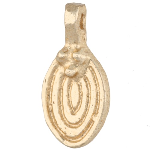 Dije ovalado estriado de 19 x 9 mm con bolitas - Dorado claro x1