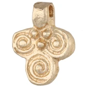 Dije étnico en forma de hoja, 16 x 12 mm - motivo en espiral - Dorado claro x1