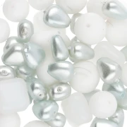 Surtido de cuentas bohemias - Mezcla de blanco y plata, 50 g