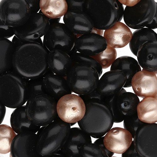 Surtido de cuentas bohemias - Mezcla de negro y dorado, 50 g