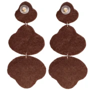 Pendientes colgantes de 99 x 45 mm de rafia y cuentas bordadas - Bronce - Gris x2