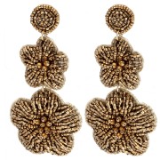 Pendientes colgantes con forma de flores de 91 x 43 mm, de cuentas bordadas - Bronce (2 unidades)