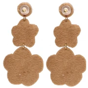 Pendientes colgantes con forma de flores de 91 x 43 mm, de cuentas bordadas - Bronce (2 unidades)