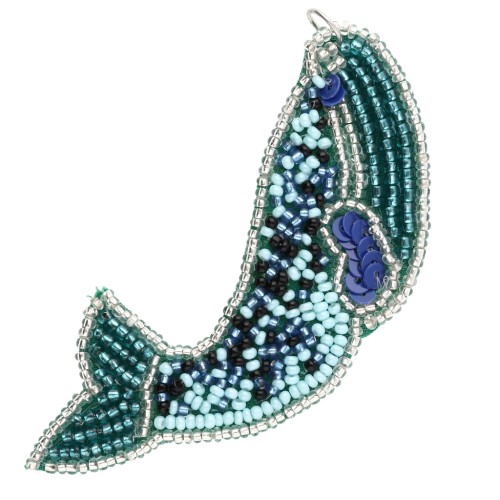 Colgante de ballena de 81 x 27 mm con cuentas bordadas - Azul multicolor x1