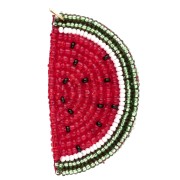 Colgante de sandía de 53 x 29 mm, bordado con cuentas - Rojo - Verde x1