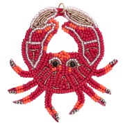 Colgante de cangrejo de 66 x 67 mm con cuentas bordadas - Rojo - Naranja x1
