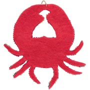 Colgante de cangrejo de 66 x 67 mm con cuentas bordadas - Rojo - Naranja x1