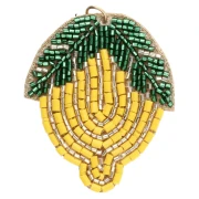 Colgante de limón de 45 x 42,5 mm con cuentas bordadas - Amarillo - Verde x1