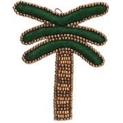 Colgante con forma de palmera de 69 x 58 mm, bordado con cuentas - Verde - Bronce x1