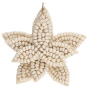 Colgante de flor de 38 mm con cuentas bordadas - Beige x1