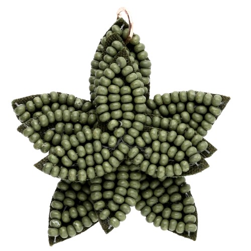 Colgante de flor de 38 mm con cuentas bordadas - Caqui x1