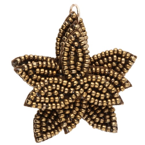 Colgante de flor de 38 mm con cuentas bordadas - Bronce x1
