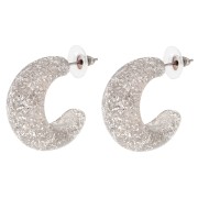 Pendientes de aro anchos de 29 mm de resina - Con purpurina plateada x2