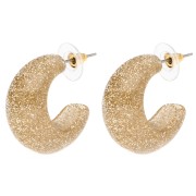 Pendientes de aro ancho de 29 mm de resina - Con purpurina dorada x2