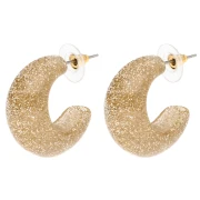 Pendientes de aro ancho de 29 mm de resina - Con purpurina dorada x2