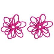 Pendientes de flor de hilo - volumen 3D - 52 mm de rafia - Fucsia x2