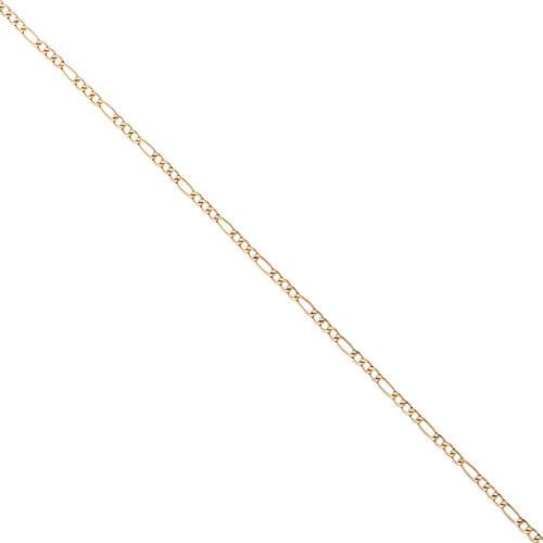 Cadena de eslabones figaro alternados (1x3) de 2,4 mm - Acero inoxidable 316L dorado, 50 cm
