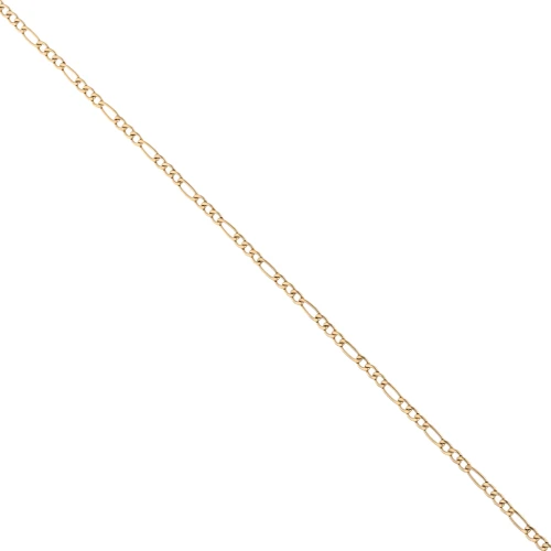 Cadena de eslabones figaro alternados (1x3) de 2,4 mm - Acero inoxidable 316L dorado, 50 cm