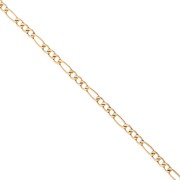 Cadena de eslabones figaro alternados (1x3) de 2,4 mm - Acero inoxidable 316L dorado, 50 cm