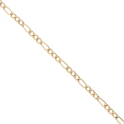 Cadena de eslabones figaro alternados (1x3) de 2,4 mm - Acero inoxidable 316L dorado, 50 cm