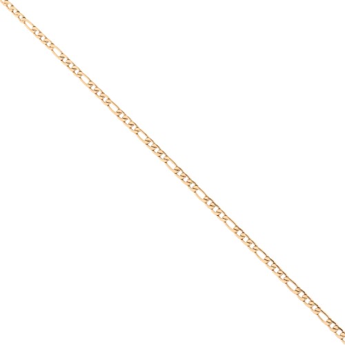 Cadena de eslabones figaro alternados (1x3) de 2,9 mm - Acero inoxidable 316L dorado x 50 cm