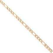 Cadena de eslabones figaro alternados (1x3) de 2,9 mm - Acero inoxidable 316L dorado x 50 cm